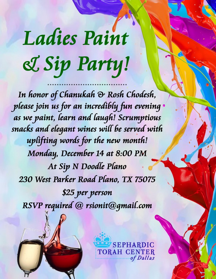 Ladies Night Out-Sip & Paint! - Sephardic Torah Center of Dallas