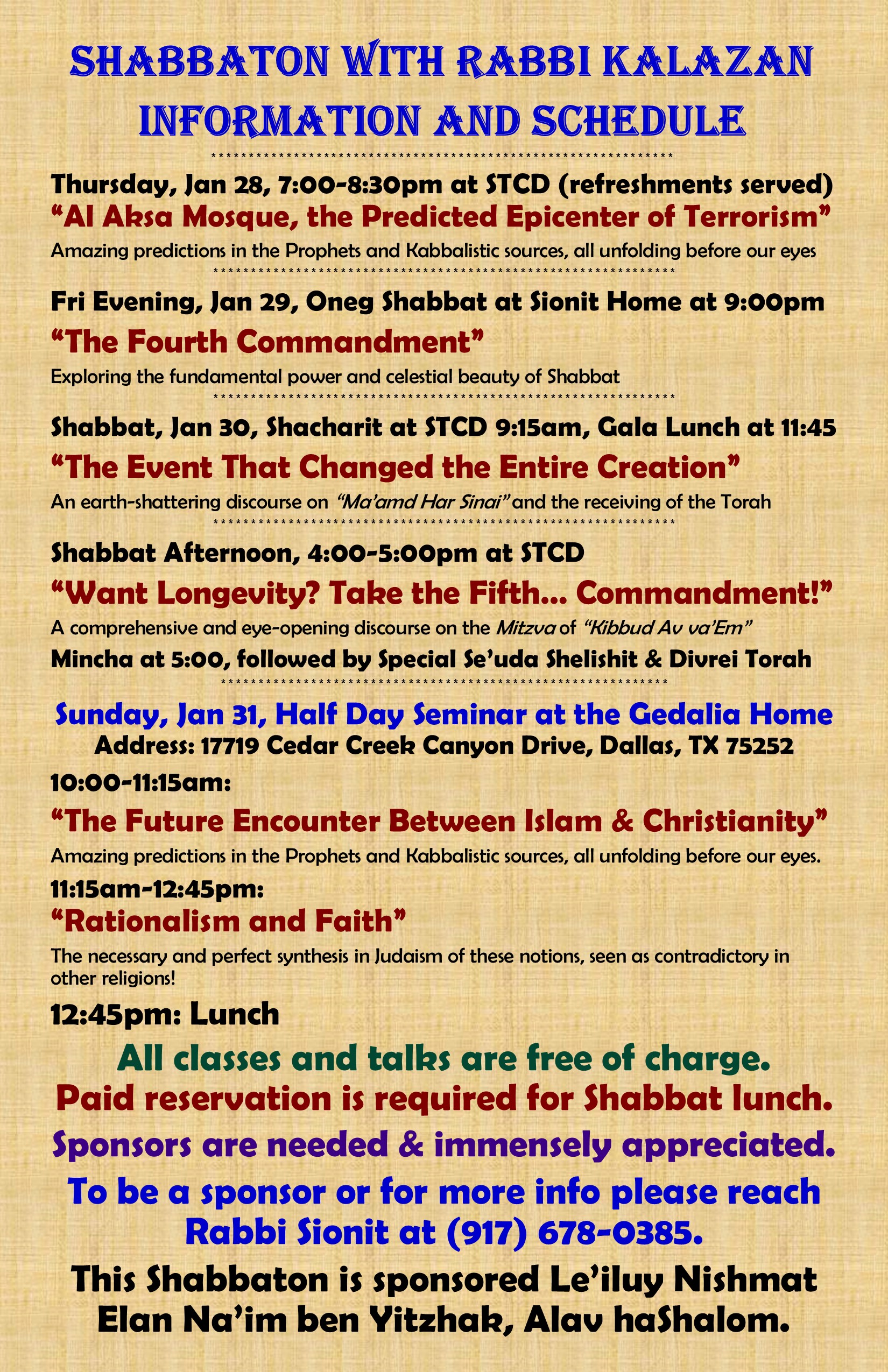 STCD Shabbaton Schedule Mid Res